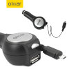 Retractable Car Charger With USB Port - Micro USB