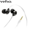 Veho 360 Noise Isolating Earphones with Flat Flex Cord - White