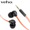 Veho 360 Noise Isolating Earphones with Flat Flex Cord - Orange