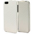 Slimline Carbon Fibre Style iPhone 5 Flip Case - White