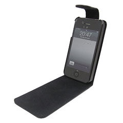 iPhone 4S / 4 Leather Style Flip Case - Black