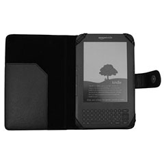 Leather Style Book Case for Amazon Kindle Keyboard - Black