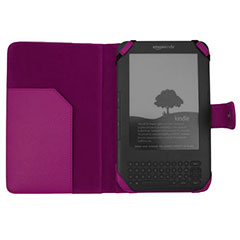 Leather Style Book Case for Amazon Kindle Keyboard - Purple