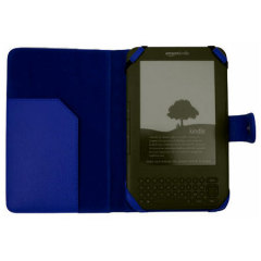 Leather Style Book Case for Amazon Kindle Keyboard - Blue
