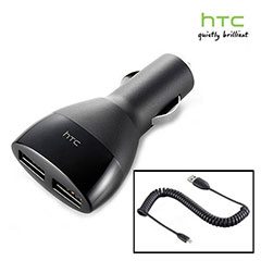 HTC CC C300 Dual USB Car Charger with microUSB Cable