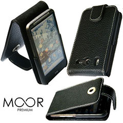 Moor Premium Leather Flip Case for HTC Desire HD