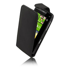 HTC HD7 Faux Leather Flip Case - Black