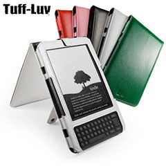 Tuff-Luv Leather Kindle Keyboard Case Cover & Stand - White