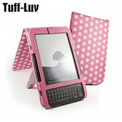 Tuff-Luv Juss-Luv Polka Faux Leather Case & Stand for Amazon Kindle Keyboard - Pink