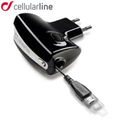 Cellular Line Retractable EU Mains Travel Adaptor - Micro USB