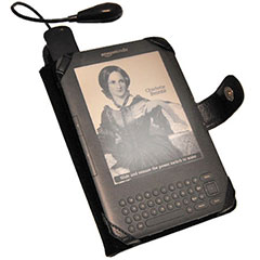 Leather Style Case with Light for Amazon Kindle Keyboard - Black