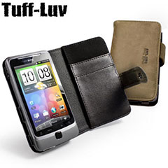 Tuff-Luv Saddleback Leather Flip Case for HTC Desire Z - Brown