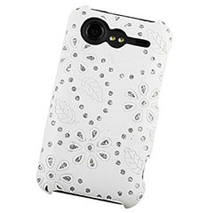 HTC Incredible S Embossed Hard Case - Glittery Leaf - White