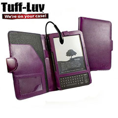 Tuff-Luv Spark Purple Leather Kindle Cover with Light