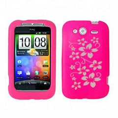 HTC Wildfire Silicone Case - Pink Flowers