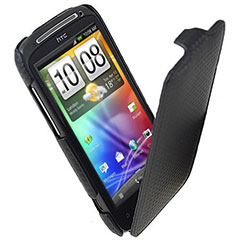 Slimline Carbon Fibre Style Flip Case for HTC Sensation / Sensation XE