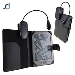 SD Leather Style Case with Light for Amazon Kindle - Black