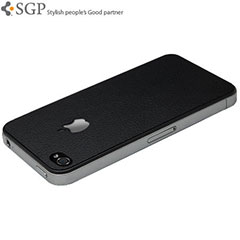 SGP Skin Guard For iPhone 4S / 4 - Black Leather