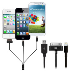 4-in-1 Charge and Sync (Apple devices, Galaxy Tab, Micro USB) - Black
