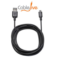 CableJive xlSync Extra Long 2M Sync Cable for Micro USB Devices - Black