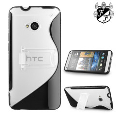 FlexiShield Wave Stand Case for HTC One - Clear / Black