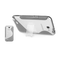 FlexiShield Wave Stand Case For Samsung Galaxy Note 2 - Clear / Grey