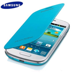 Genuine Samsung Galaxy S3 Mini Flip Cover - Light Blue