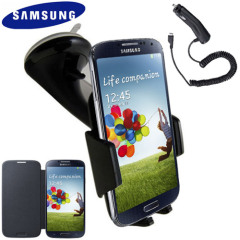 Genuine Samsung Galaxy S4 Case, Car Holder and Charger Pack - Black