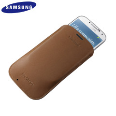 Genuine Samsung Galaxy S4 Leather Pouch - Camel