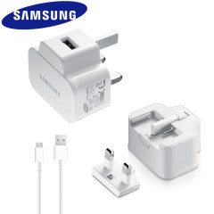Genuine Samsung Galaxy UK Mains Charger with USB Cable - 2 Amp - White