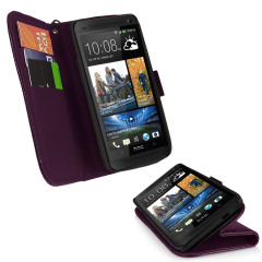 HTC One Leather Style Stand / Wallet Case - Purple