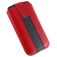 HTC One X Leather Carbon Fibre Pull Case - Red