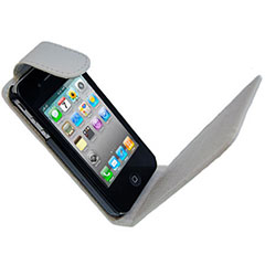 iPhone 4S / 4 Leather Style Flip Case - White