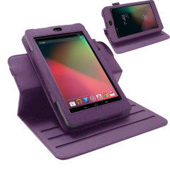 Leather Style Rotating Case for Google Nexus 7 - Purple