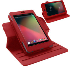 Leather Style Rotating Case for Google Nexus 7 - Red