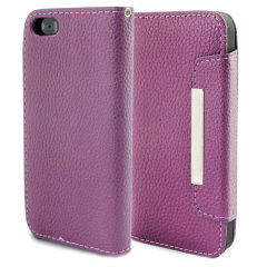 Leather Style Wallet Case for iPhone 5 - Purple
