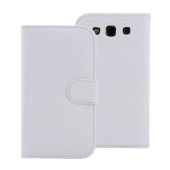 Leather Style Wallet Case for Samsung Galaxy S3 - White