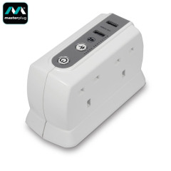 Masterplug Surge Protected 4 Plug Power Block - White