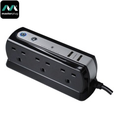 Masterplug Surge Protected 6 Plug Power Block - Black