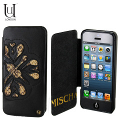 Mischa Barton Luxury Floral Finish Leather Case for iPhone 5 - Black
