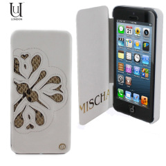 Mischa Barton Luxury Floral Finish Leather Case for iPhone 5 - White