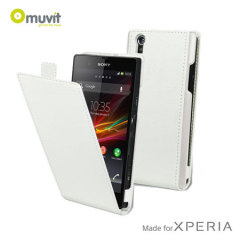Muvit Slim Leather Style Flip Case for Sony Xperia Z - White
