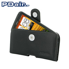 PDair Horizontal Leather Pouch Case for HTC One X and XL - Black
