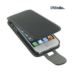 PDair Leather Case for Apple iPhone 5 Flip Type With Clip - Black