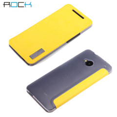 Rock Elegant Side Flip Case For HTC One - Lemon Yellow