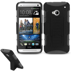 Rugged Stand Case for HTC One - Black