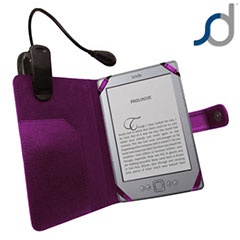 SD Leather Style Case with Light for Amazon Kindle - Purple