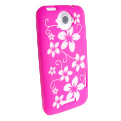 Silicone Case For HTC One X - Pink Flowers