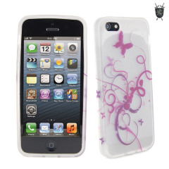 Silicone Case for iPhone 5 - Purple Waves and Butterflies