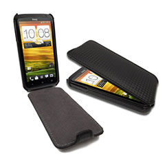 Slimline Carbon Fibre Style Flip Case for HTC One X / One X+
